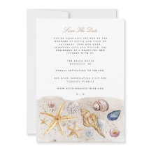 Tropical Beach Ocean Shell Save The Date Kaart
