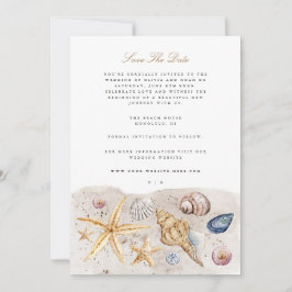 Tropical Beach Ocean Shell Save The Date Kaart