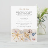Tropical Beach Ocean Shell Save The Date Kaart (Staand voorkant)