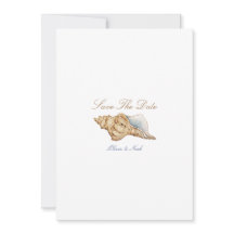 Tropical Beach Ocean Shell Save The Date Kaart