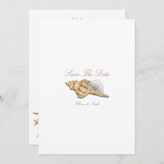 Tropical Beach Ocean Shell Save The Date Kaart (Voorkant / Achterkant)