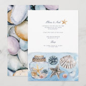 Tropical Beach Ocean Shell Verloving Uitnodiging (Voorkant / Achterkant)