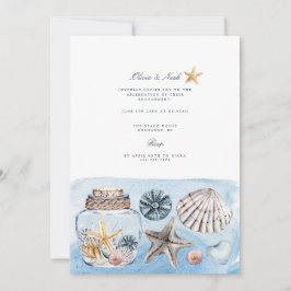 Tropical Beach Ocean Shell Verloving Uitnodiging