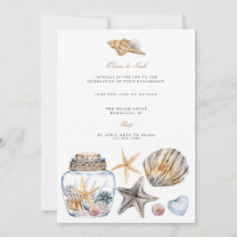 Tropical Beach Ocean Shell Verloving Uitnodiging