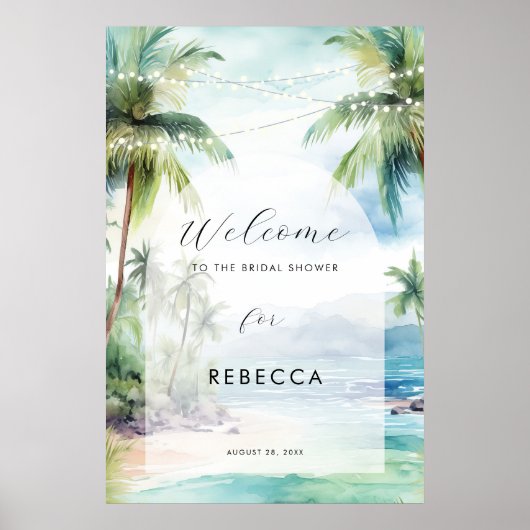 Tropical Beach Ocean vrijgezellenfeest Sign poster (Voorkant)