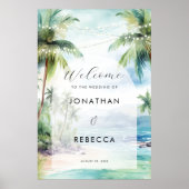 Tropical Beach Ocean Wedding Welkomstbord poster (Voorkant)