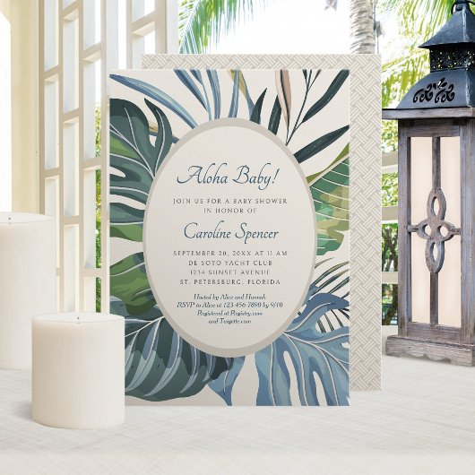 Tropical Beach Palm Baby shower Kaart