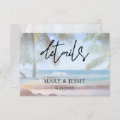 Tropical Beach Palm Bruiloft of Feest Details Informatiekaartje (Voorkant / Achterkant)