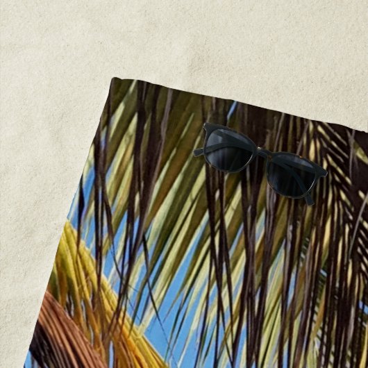 Tropical Beach Palm Monogram Naam Strandlaken (In situ)