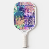 Tropical Beach Palm Print Aangepaste naam Telefoon Pickleball Paddle (Voorkant)