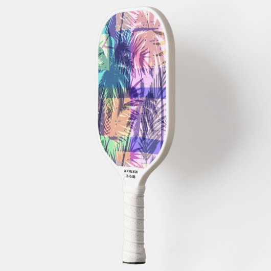Tropical Beach Palm Print Aangepaste naam Telefoon Pickleball Paddle (Links)