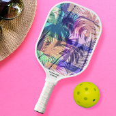 Tropical Beach Palm Print Aangepaste naam Telefoon Pickleball Paddle