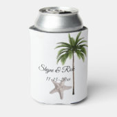 Tropical Beach Palm Tree Bruiloft receptie gunst Blikjeskoeler (Blikje Achterkant)