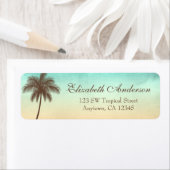Tropical Beach Palm Tree gepersonaliseerd Etiket (Insitu)