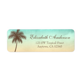 Tropical Beach Palm Tree gepersonaliseerd Etiket