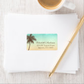Tropical Beach Palm Tree gepersonaliseerd Etiket (Insitu)
