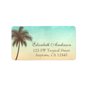 Tropical Beach Palm Tree gepersonaliseerd Etiket