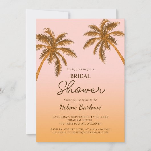 Tropical Beach Palm Tree Modern Vrijgezellenfeest Kaart (Voorkant)