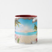 Tropical Beach Palm Tree Schilderachtig Koffie Mok (Midden)