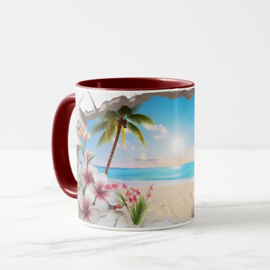 Tropical Beach Palm Tree Schilderachtig Koffie Mok (Voorkant links)