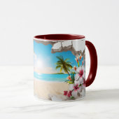 Tropical Beach Palm Tree Schilderachtig Koffie Mok (Voorkant rechts)