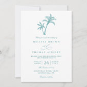 Tropical Beach Palm Tree Sea QR Code Wedding Kaart (Voorkant)