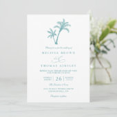 Tropical Beach Palm Tree Sea QR Code Wedding Kaart (Staand voorkant)