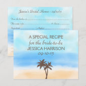 Tropical Beach Palm Tree Vrijgezellenfeest Recept  Uitnodiging Briefkaart (Voorkant / Achterkant)
