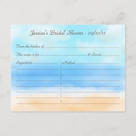 Tropical Beach Palm Tree Vrijgezellenfeest Recept  Uitnodiging Briefkaart (Achterkant)
