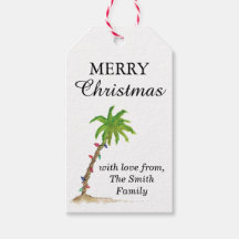 Tropical Beach Palm Tree Waterverf Kerstkunst