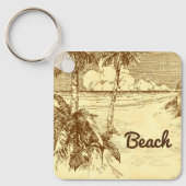 Tropical Beach Palm Trees Art Bewerkbaar Sleutelhanger (Voorkant)