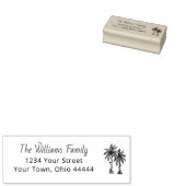 Tropical Beach Palm Trees Christmas Retouradres Rubberstempel (Gestempeld)