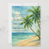 Tropical Beach Palm Trees Destination Wedding Kaart (Voorkant)
