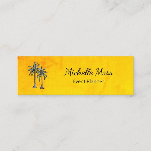 Tropical Beach Palm Trees Gold Professional Mini Visitekaartje (Voorkant)