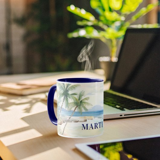 Tropical beach palm trees name blue mok