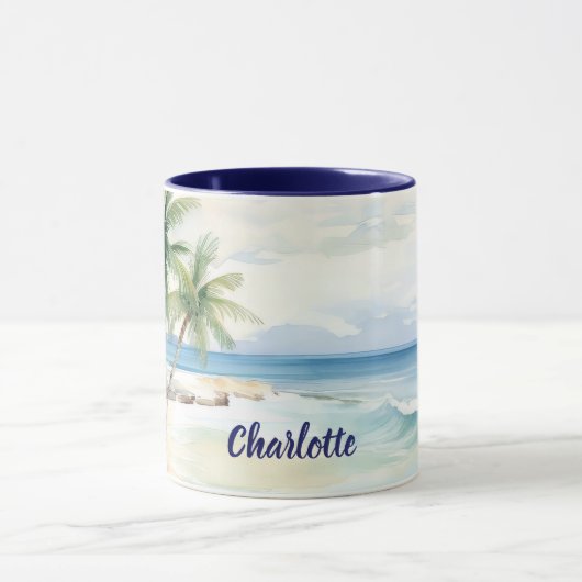 Tropical beach palm trees name blue summer mok (Midden)