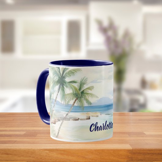 Tropical beach palm trees name blue summer mok