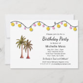 Tropical Beach Palm Trees String Lights Verjaardag Kaart (Voorkant)