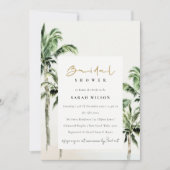 Tropical Beach Palm Trees Waterverf Vrijgezellenfe Kaart (Voorkant)