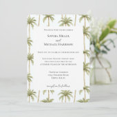 Tropical Beach Palm Trees Wedding Kaart (Staand voorkant)