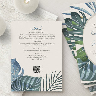 Tropical Beach Palm Wedding Details Informatiekaartje