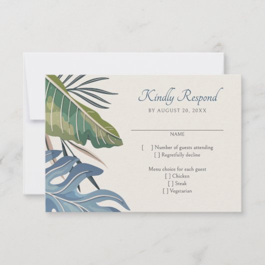 Tropical Beach Palm Wedding RSVP (Voorkant)