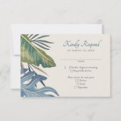 Tropical Beach Palm Wedding RSVP Kaartje (Voorkant)