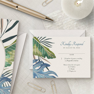 Tropical Beach Palm Wedding RSVP Kaartje