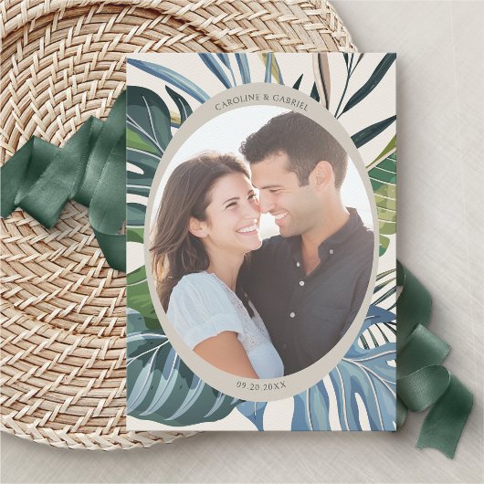 Tropical Beach Palm Wedding Save the Date