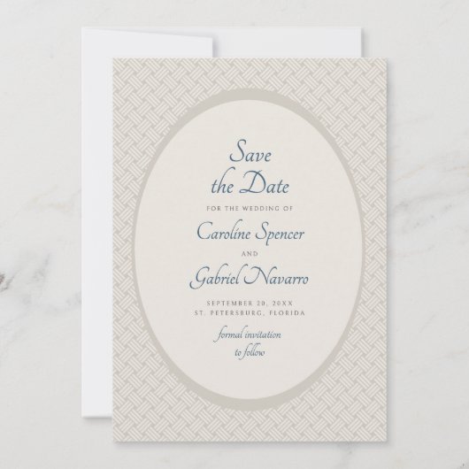 Tropical Beach Palm Wedding Save the Date (Achterkant)