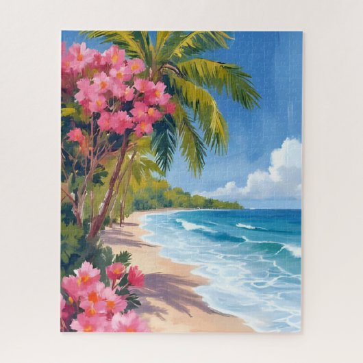 Tropical Beach Paradise | Ocean Painting Legpuzzel (Verticaal)