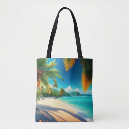 Tropical Beach Paradise - Palm Tree Art Tote Bag (Voorkant)