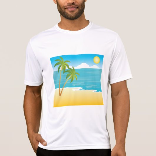 Tropical Beach Paradise with Palm Trees T-shirt (Voorkant)