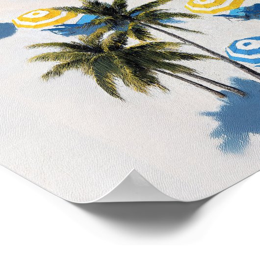 Tropical Beach Paraplu Print: Kustzomer Poster (Hoek)